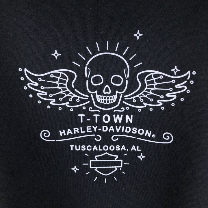 Harley-Davidson Skull Pattern Advertising Sweatshirt, Men's Size L cotton black type Vintage Second Hand