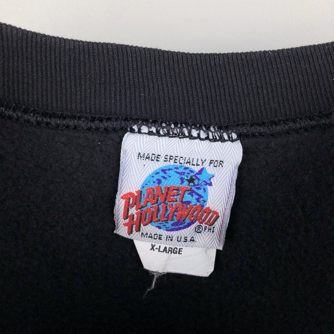 90'S Planet Hollywood Advertising Sweatshirt, Made in USA, Men's XL, Vintage cotton black type Vintage Second Hand