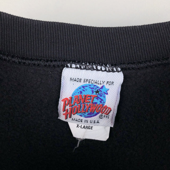 90'S Planet Hollywood Advertising Sweatshirt, Made in USA, Men's XL, Vintage cotton black type Vintage Second Hand