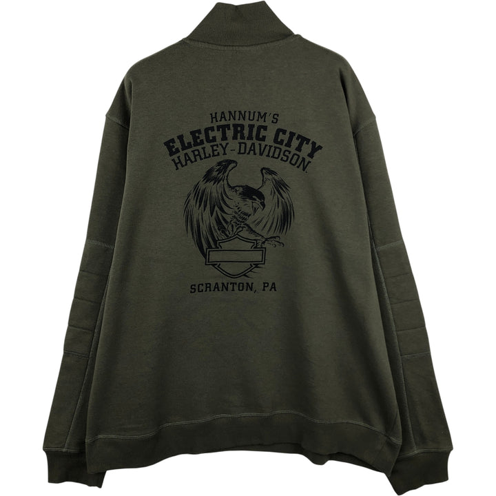 Harley-Davidson Skull Pattern Eagle Pattern Half Snap Advertising Sweatshirt cotton Khaki type Vintage Second Hand