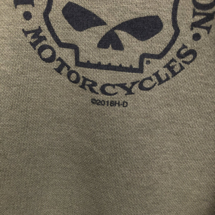 Harley-Davidson Skull Pattern Eagle Pattern Half Snap Advertising Sweatshirt cotton Khaki type Vintage Second Hand