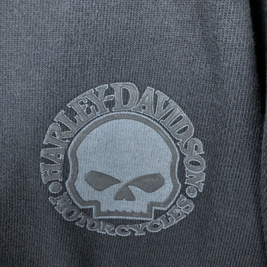 Harley-Davidson Skull Pattern V-Neck Motorcycle Long Sleeve T-Shirt, Men's Size XL unclear black type Vintage Second Hand