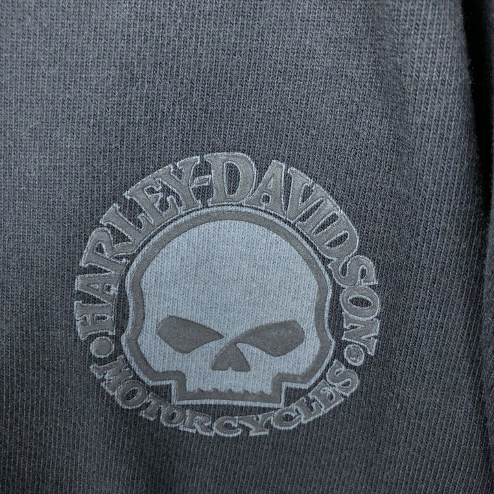 Harley-Davidson Skull Pattern V-Neck Motorcycle Long Sleeve T-Shirt, Men's Size XL unclear black type Vintage Second Hand