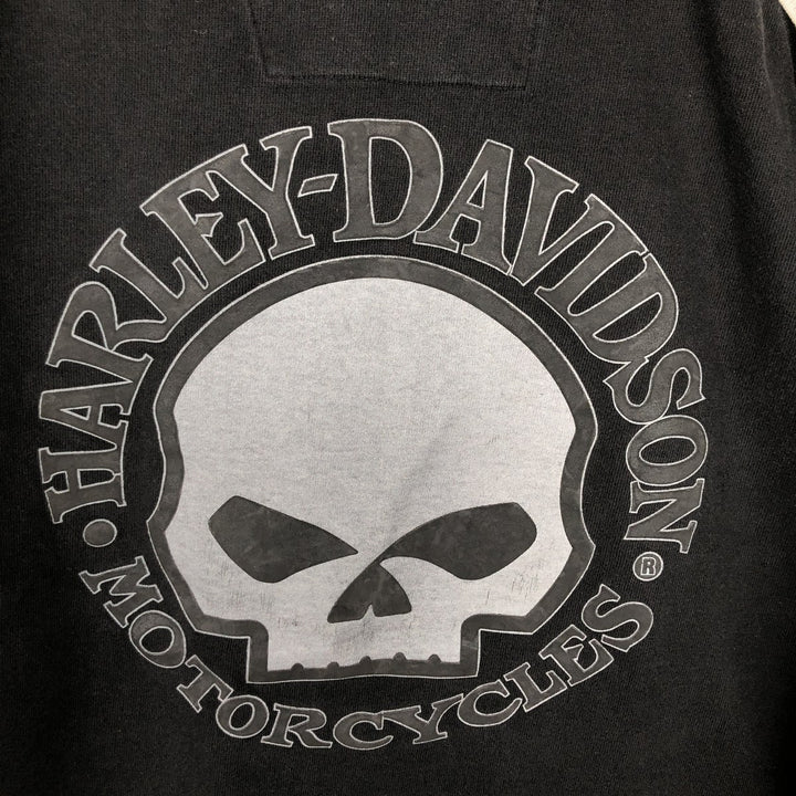 Harley-Davidson Skull Pattern V-Neck Motorcycle Long Sleeve T-Shirt, Men's Size XL unclear black type Vintage Second Hand