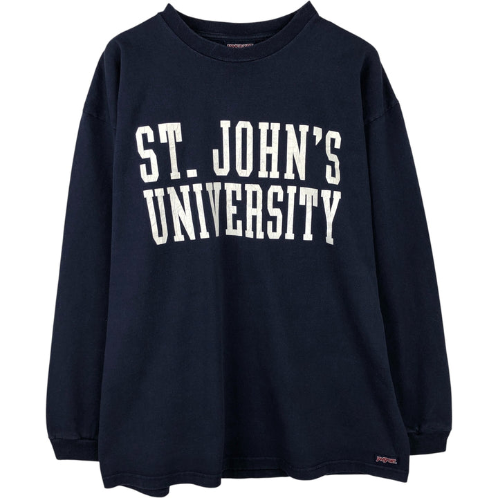 90'S Jansport College Long Sleeve T-Shirt, Made in USA, Men's XL, Vintage cotton navy blue type Vintage Second Hand