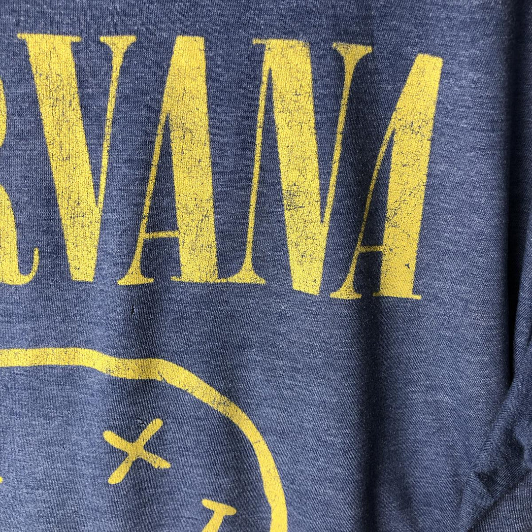 NIRVANA Nirvana Band T-shirt, Band T, Men's XL size cotton blue type Vintage Second Hand