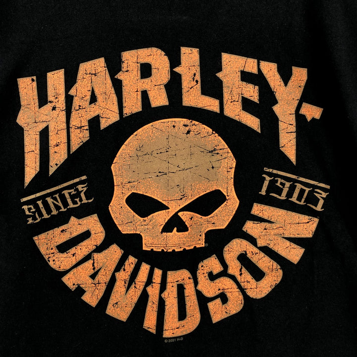 Harley-Davidson Skull Pattern Motorcycle Bike T-shirt Men's XXL cotton black type Vintage Second Hand