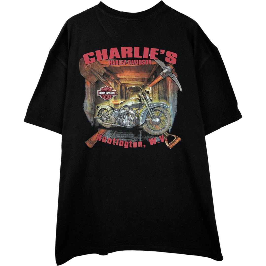 Harley-Davidson Skull Pattern Motorcycle Bike T-shirt Men's XXL cotton black type Vintage Second Hand