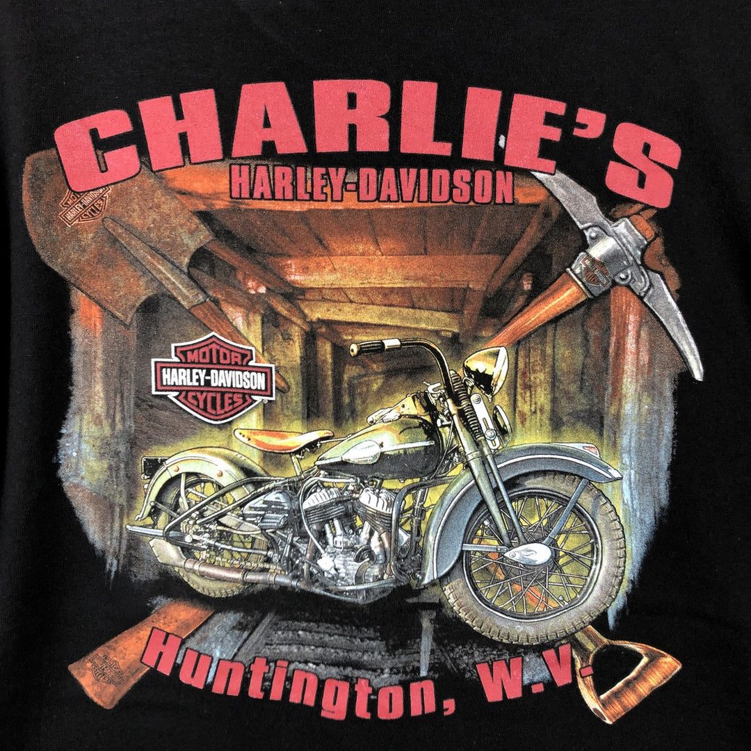 Harley-Davidson Skull Pattern Motorcycle Bike T-shirt Men's XXL cotton black type Vintage Second Hand