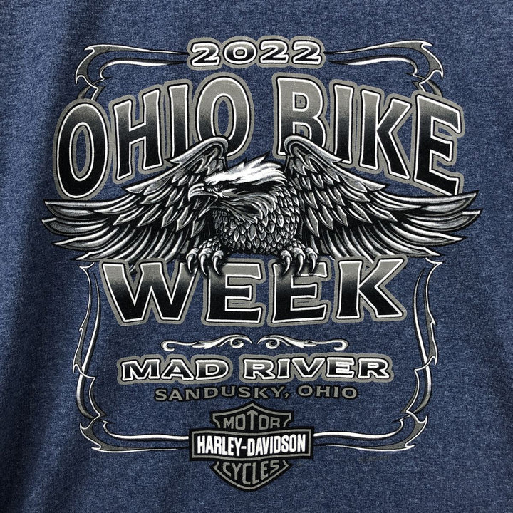 Harley-Davidson Eagle Pattern Motorcycle Bike T-shirt Men's L size cotton Blue type light blue Vintage Second Hand