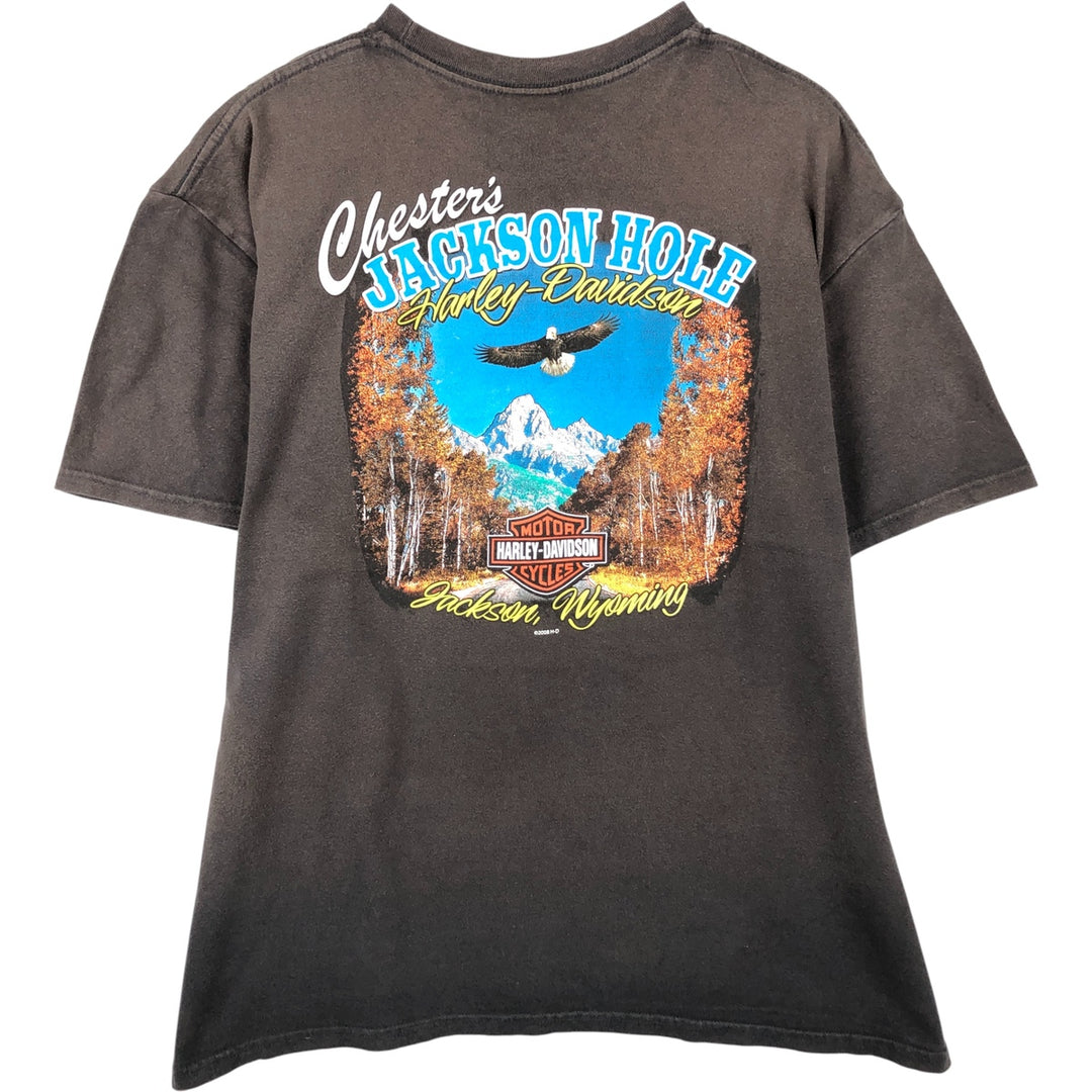 Harley-Davidson Eagle Pattern Motorcycle Bike T-shirt Men's XL cotton brown type Vintage Second Hand