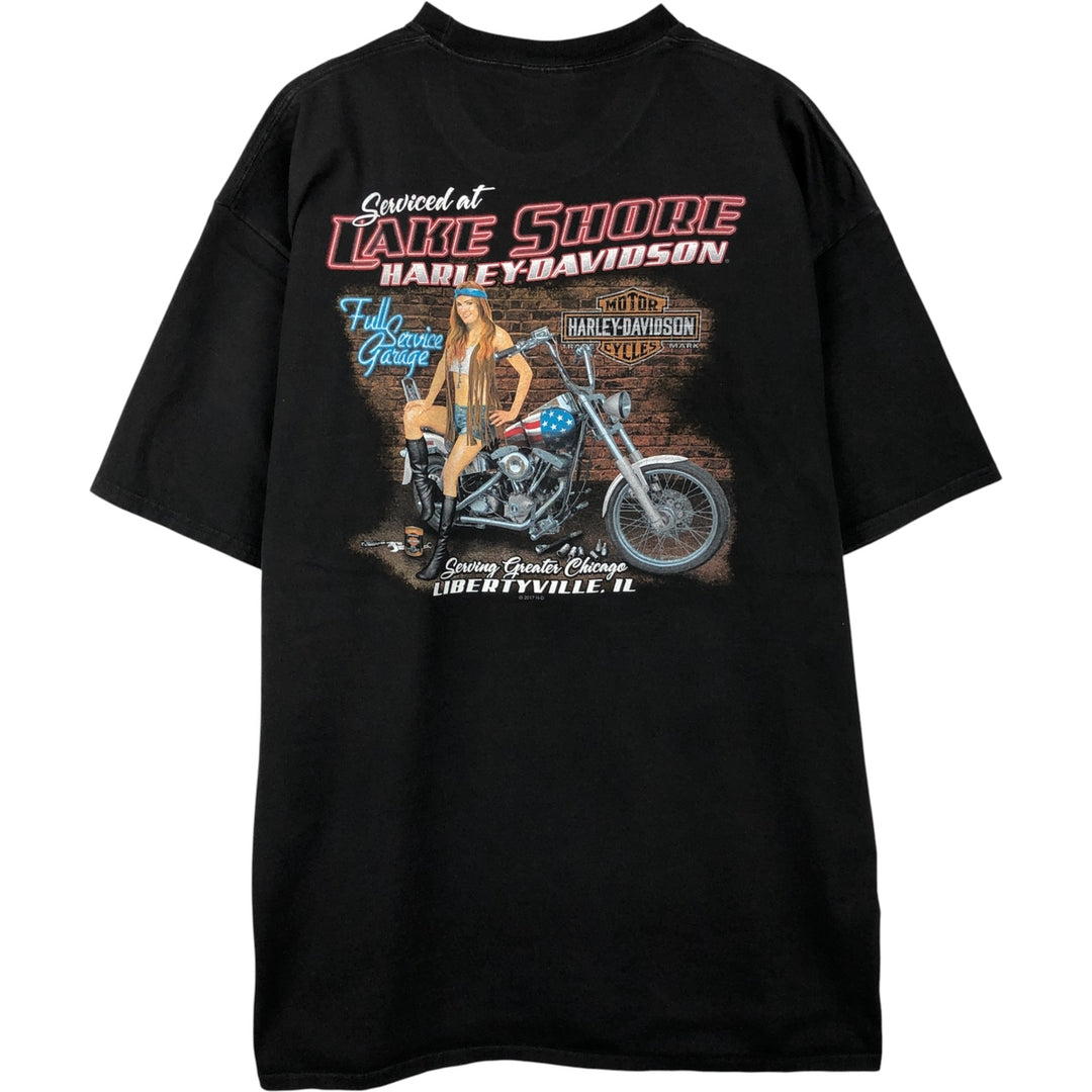 Harley-Davidson Pin-up Girl Motorcycle Bike T-shirt, Men's XXL cotton black type Vintage Second Hand