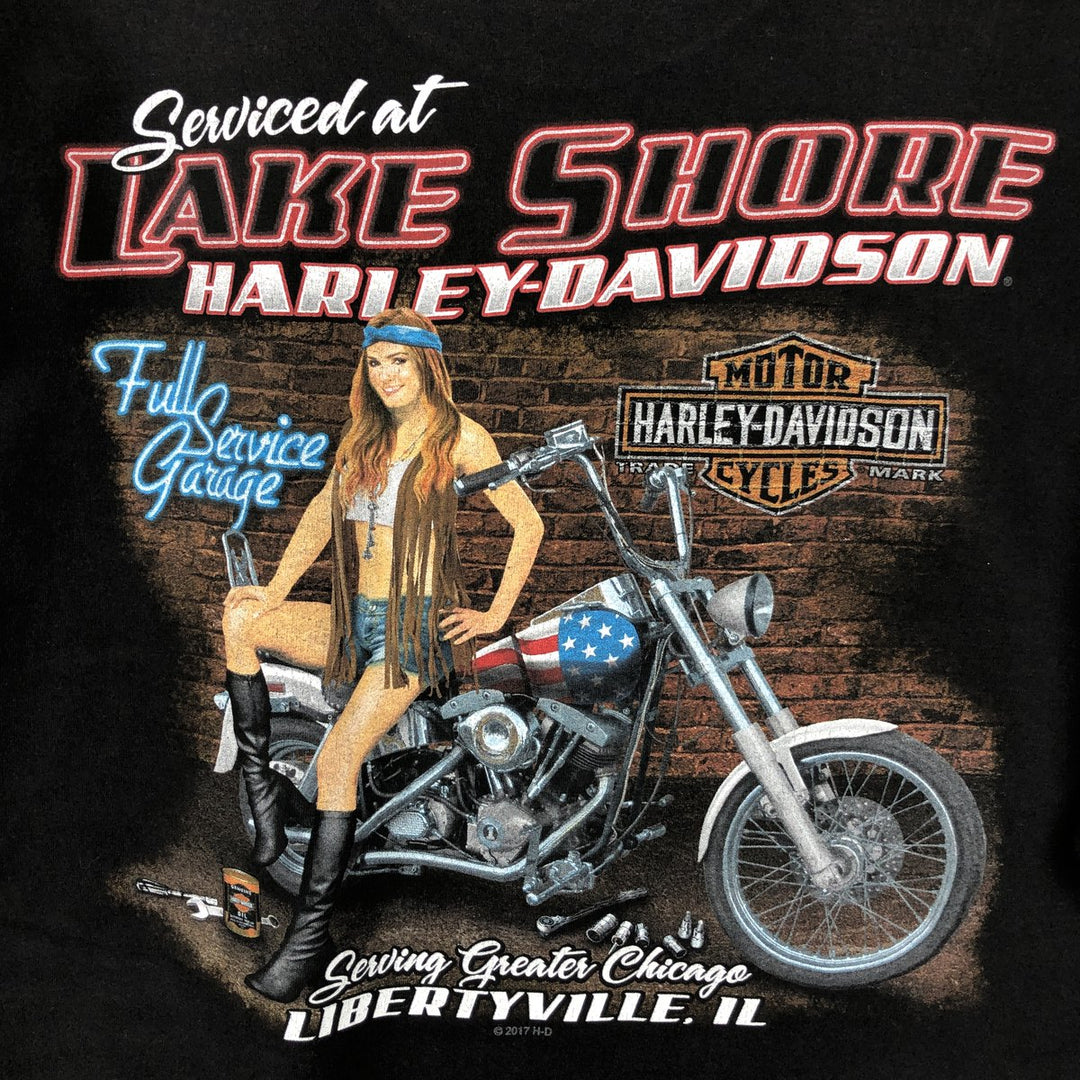 Harley-Davidson Pin-up Girl Motorcycle Bike T-shirt, Men's XXL cotton black type Vintage Second Hand
