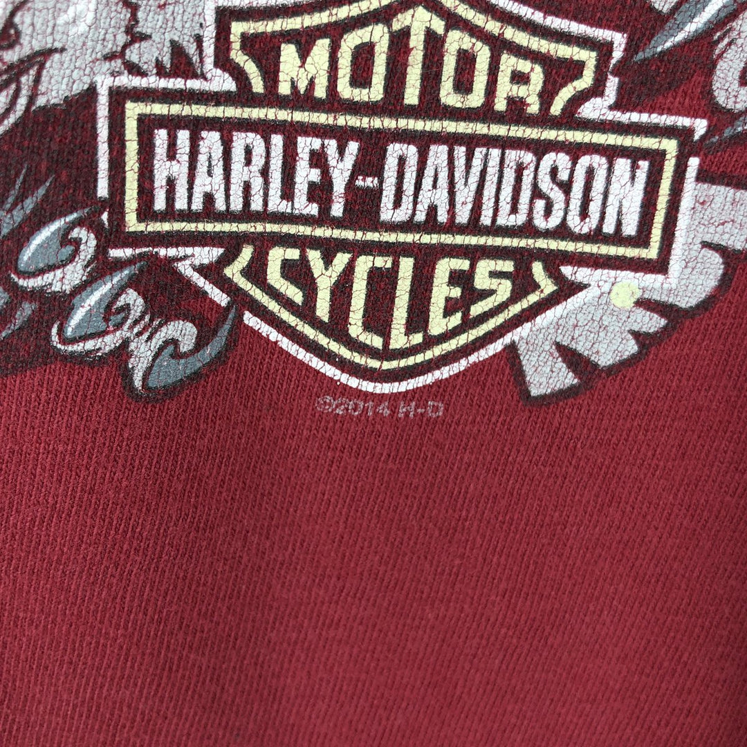 Harley-Davidson Eagle Pattern Motorcycle Bike T-shirt Men's XL cotton red type Vintage Second Hand