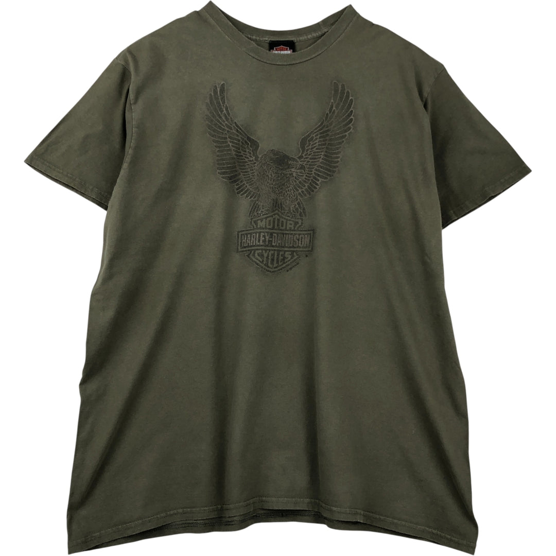 Harley-Davidson Eagle Pattern Motorcycle Bike T-shirt Men's XL cotton Khaki type Vintage Second Hand