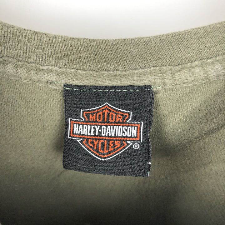 Harley-Davidson Eagle Pattern Motorcycle Bike T-shirt Men's XL cotton Khaki type Vintage Second Hand