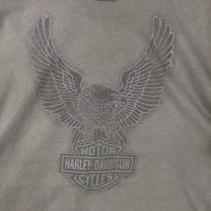 Harley-Davidson Eagle Pattern Motorcycle Bike T-shirt Men's XL cotton Khaki type Vintage Second Hand