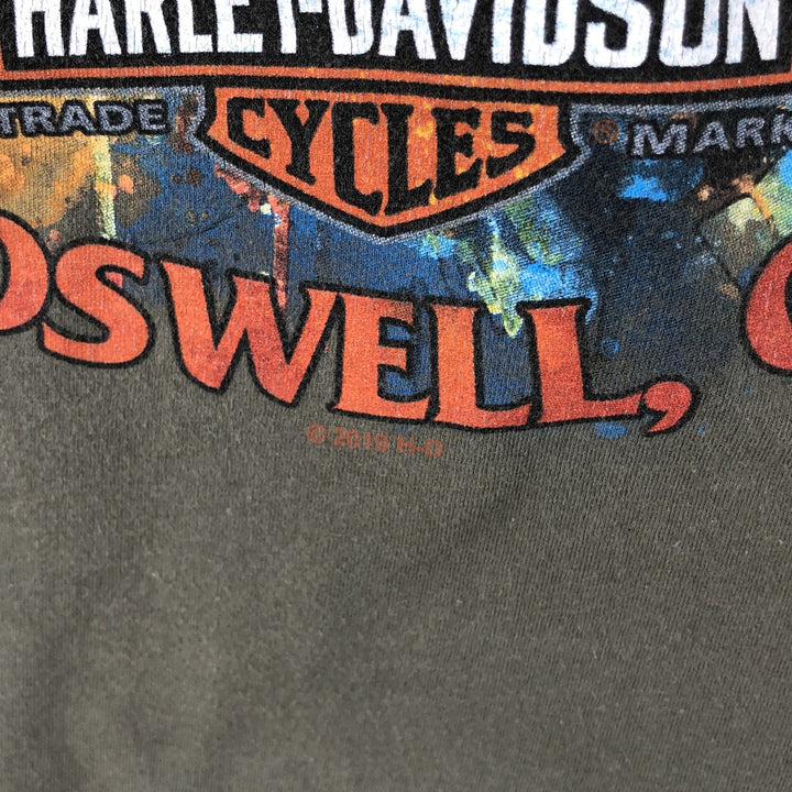 Harley-Davidson Eagle Pattern Motorcycle Bike T-shirt Men's XL cotton Khaki type Vintage Second Hand