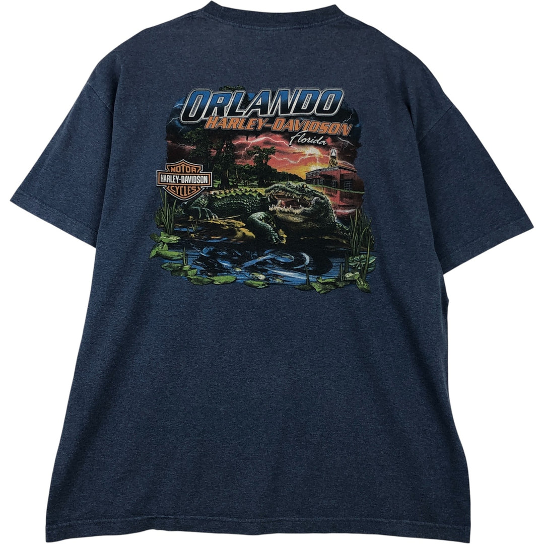 Harley-Davidson Animal Pattern Motorcycle Bike T-shirt Men's XL unclear Blue type light blue Vintage Second Hand