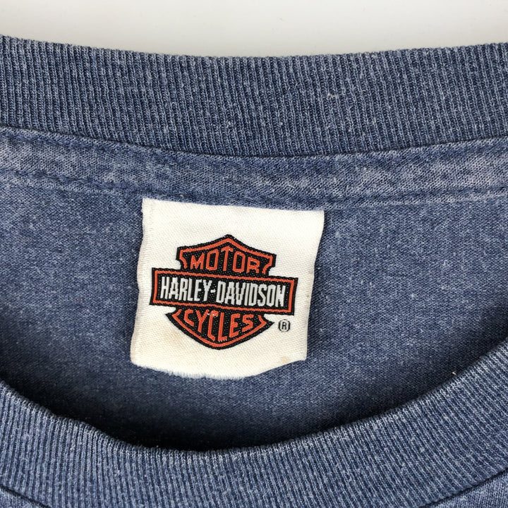 Harley-Davidson Animal Pattern Motorcycle Bike T-shirt Men's XL unclear Blue type light blue Vintage Second Hand