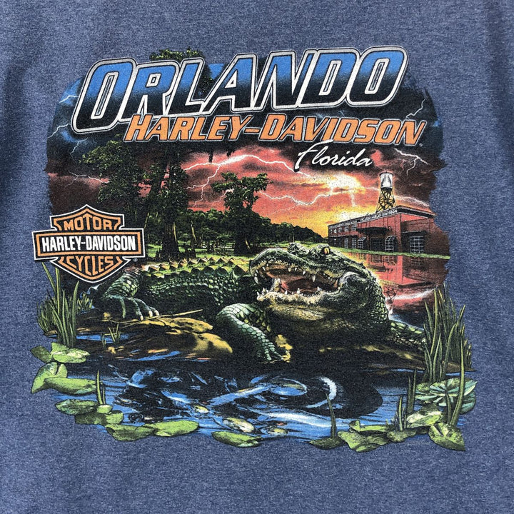 Harley-Davidson Animal Pattern Motorcycle Bike T-shirt Men's XL unclear Blue type light blue Vintage Second Hand
