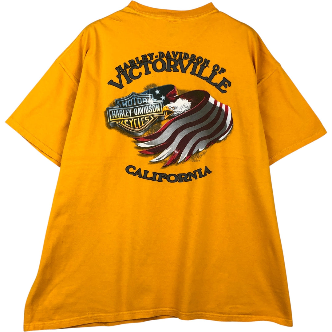 Harley-Davidson Eagle Pattern Motorcycle Bike T-shirt Men's XXL cotton yellow type Vintage Second Hand