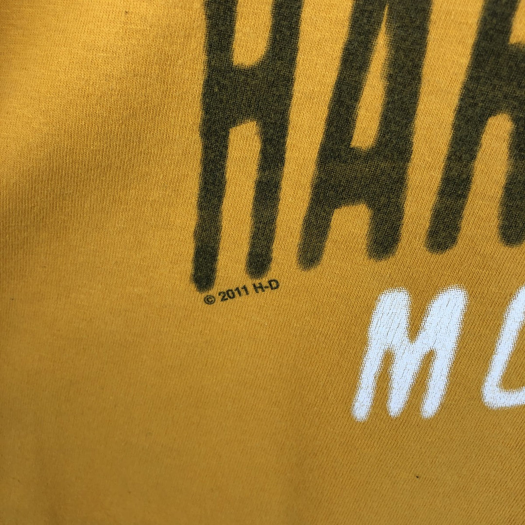 Harley-Davidson Eagle Pattern Motorcycle Bike T-shirt Men's XXL cotton yellow type Vintage Second Hand