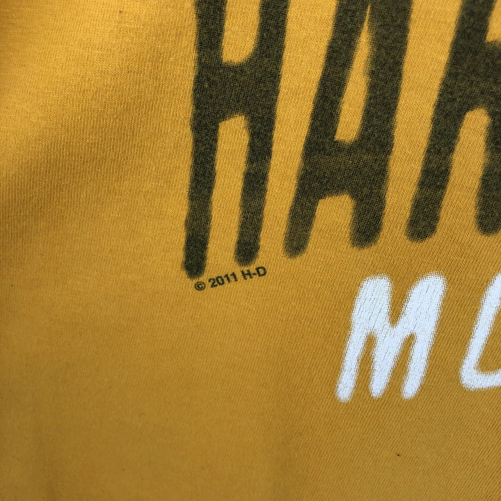 Harley-Davidson Eagle Pattern Motorcycle Bike T-shirt Men's XXL cotton yellow type Vintage Second Hand