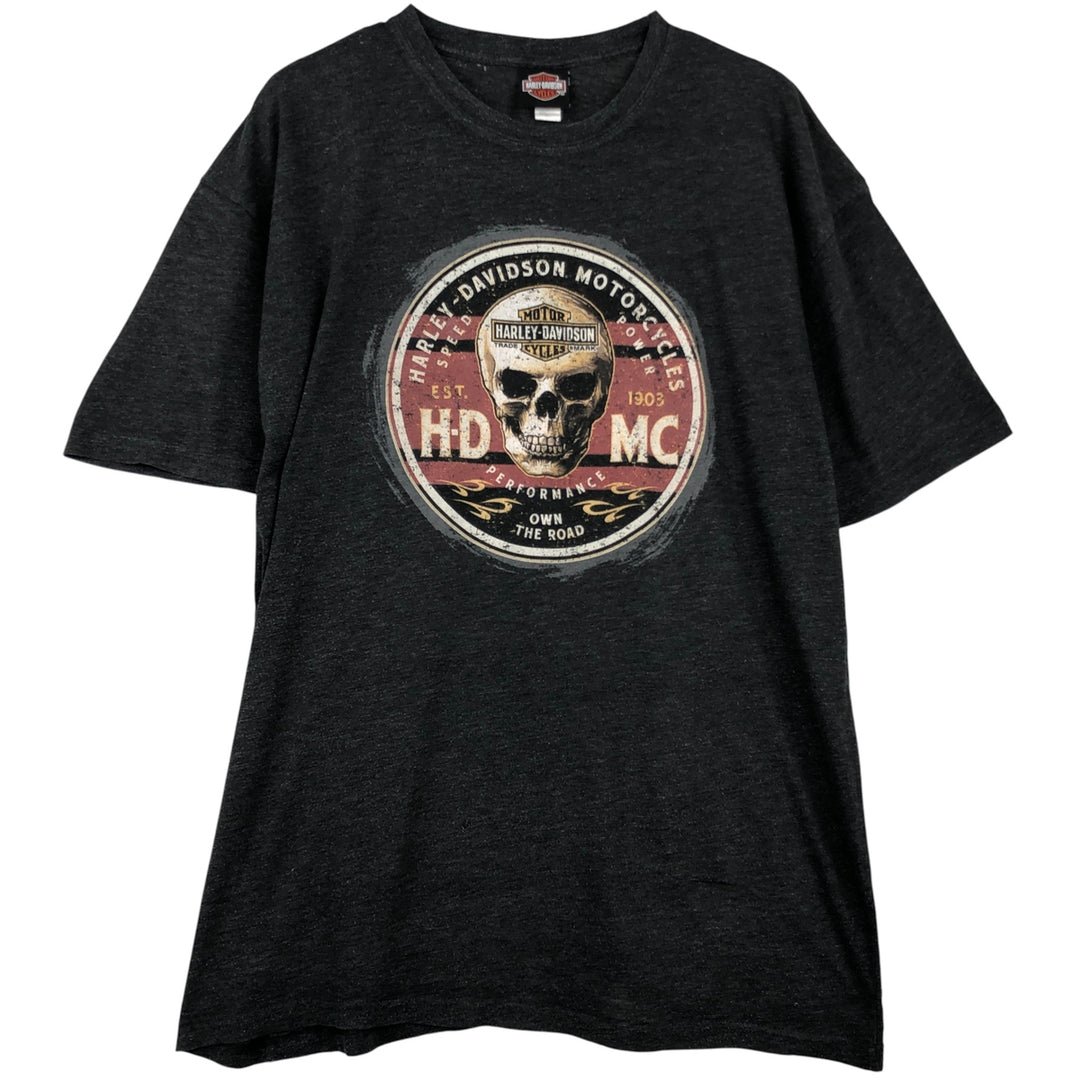Harley-Davidson Skull Pattern Motorcycle Bike T-shirt Men's XL cotton Charcoal Vintage Second Hand