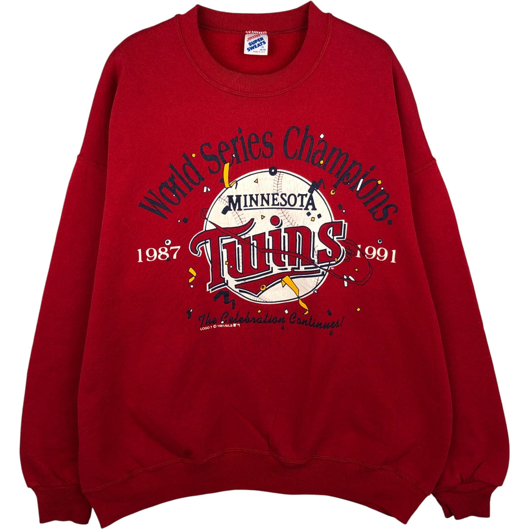 90'S Jerseys Super Sweats MLB Minnesota Twins Print Sweatshirt, Made in USA, Men's Size XL cotton red type Vintage Second Hand