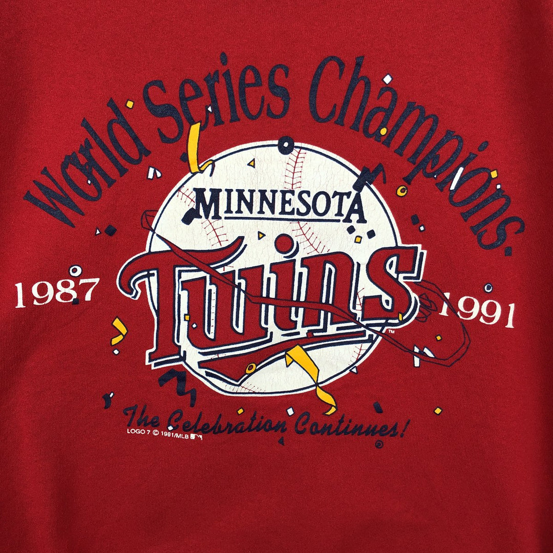 90'S Jerseys Super Sweats MLB Minnesota Twins Print Sweatshirt, Made in USA, Men's Size XL cotton red type Vintage Second Hand