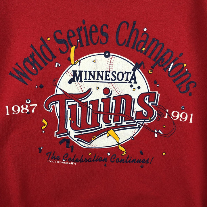 90'S Jerseys Super Sweats MLB Minnesota Twins Print Sweatshirt, Made in USA, Men's Size XL cotton red type Vintage Second Hand