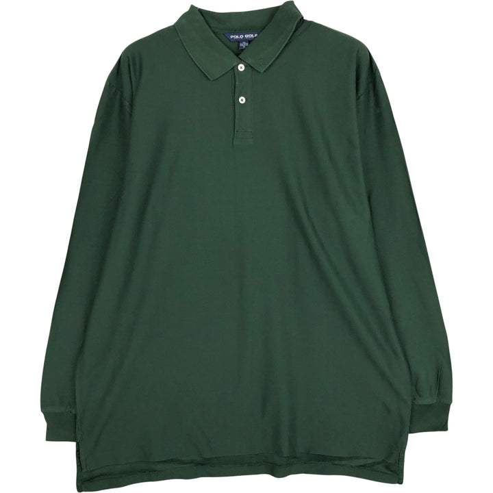 Ralph Lauren POLO GOLF herringbone long-sleeved polo shirt, men's size XL Pima Cotton green type Vintage Second Hand