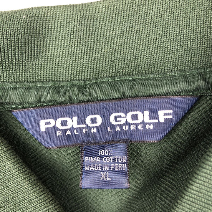 Ralph Lauren POLO GOLF herringbone long-sleeved polo shirt, men's size XL Pima Cotton green type Vintage Second Hand