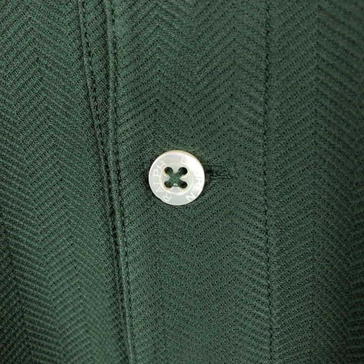 Ralph Lauren POLO GOLF herringbone long-sleeved polo shirt, men's size XL Pima Cotton green type Vintage Second Hand