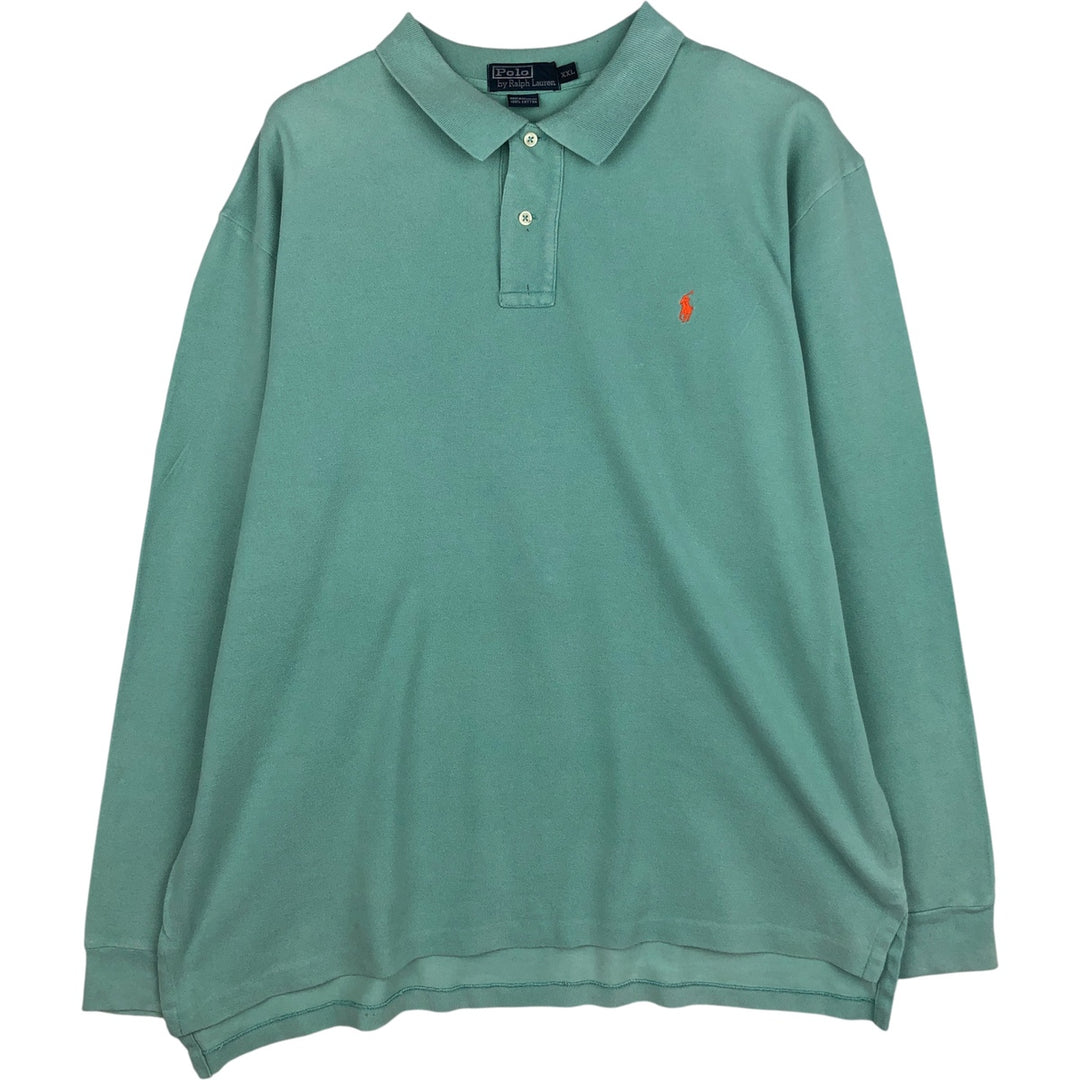 Ralph Lauren POLO by Ralph Lauren long sleeve polo shirt, men's size XXL cotton Emerald green Vintage Second Hand