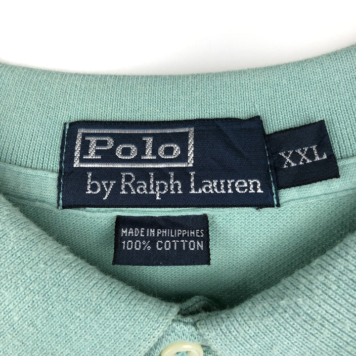 Ralph Lauren POLO by Ralph Lauren long sleeve polo shirt, men's size XXL cotton Emerald green Vintage Second Hand