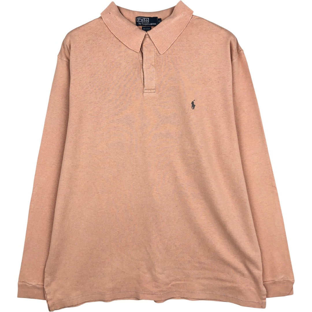 Ralph Lauren POLO by Ralph Lauren long sleeve polo shirt, men's XL size cotton Beige type Vintage Second Hand