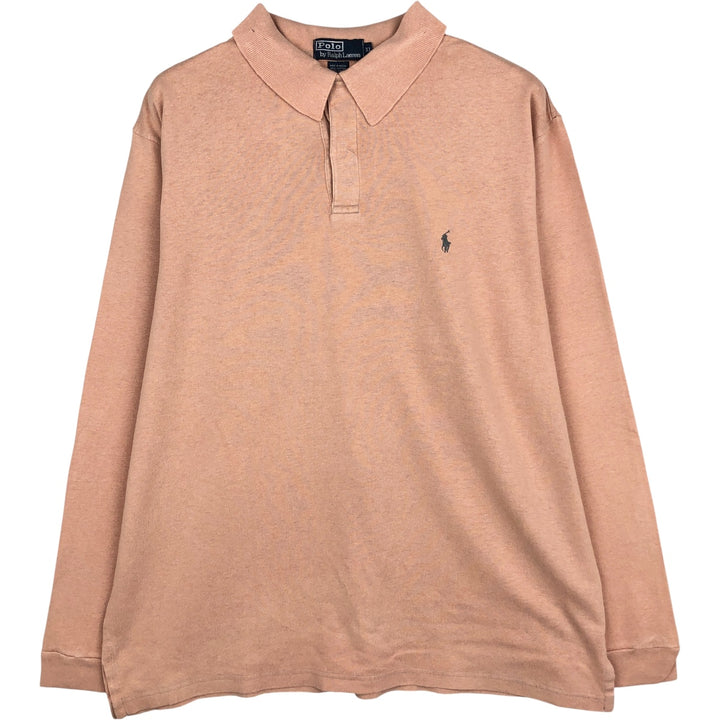 Ralph Lauren POLO by Ralph Lauren long sleeve polo shirt, men's XL size cotton Beige type Vintage Second Hand