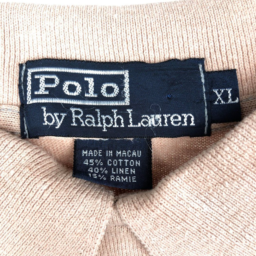 Ralph Lauren POLO by Ralph Lauren long sleeve polo shirt, men's XL size cotton Beige type Vintage Second Hand