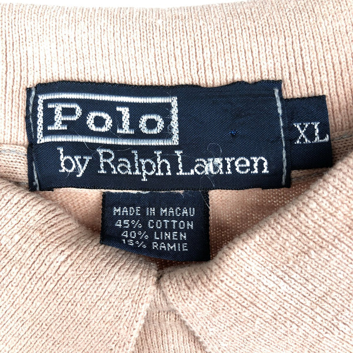 Ralph Lauren POLO by Ralph Lauren long sleeve polo shirt, men's XL size cotton Beige type Vintage Second Hand