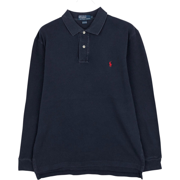 Ralph Lauren POLO by Ralph Lauren long sleeve polo shirt, men's size M cotton navy blue type Vintage Second Hand