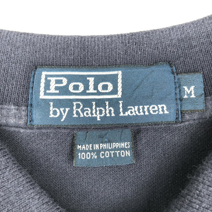 Ralph Lauren POLO by Ralph Lauren long sleeve polo shirt, men's size M cotton navy blue type Vintage Second Hand