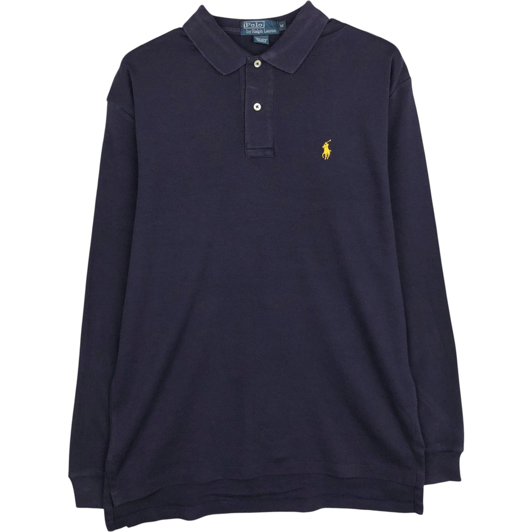 Ralph Lauren POLO by Ralph Lauren long sleeve polo shirt, men's size M cotton navy blue type Vintage Second Hand