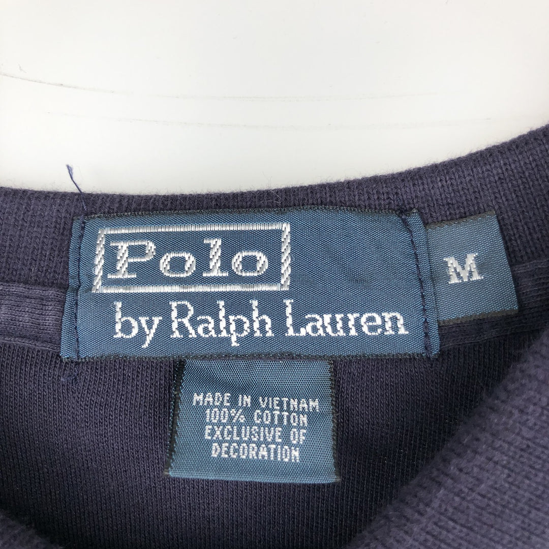 Ralph Lauren POLO by Ralph Lauren long sleeve polo shirt, men's size M cotton navy blue type Vintage Second Hand