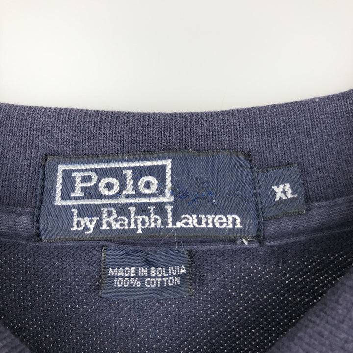Ralph Lauren POLO by Ralph Lauren long sleeve polo shirt, men's XL size cotton navy blue type Vintage Second Hand