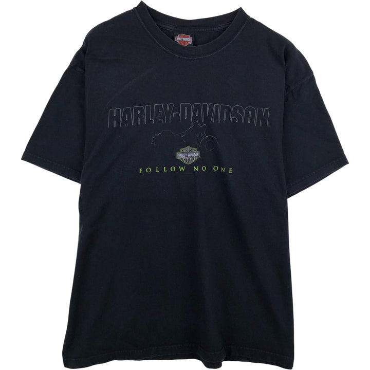 00'S Harley-Davidson Motorcycle Bike T-shirt Made in USA Men's XL cotton black type Vintage Second Hand