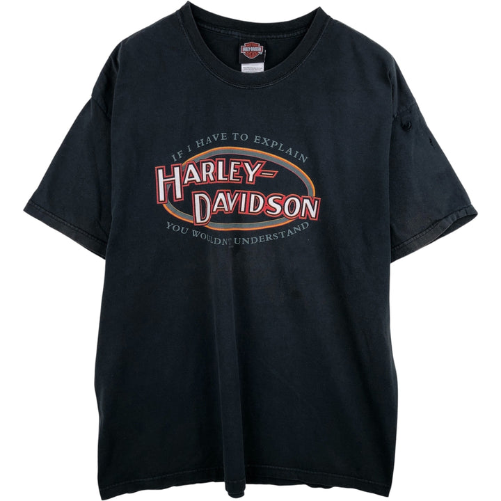 00'S Harley-Davidson Motorcycle Bike T-shirt Made in USA Men's XL cotton black type Vintage Second Hand