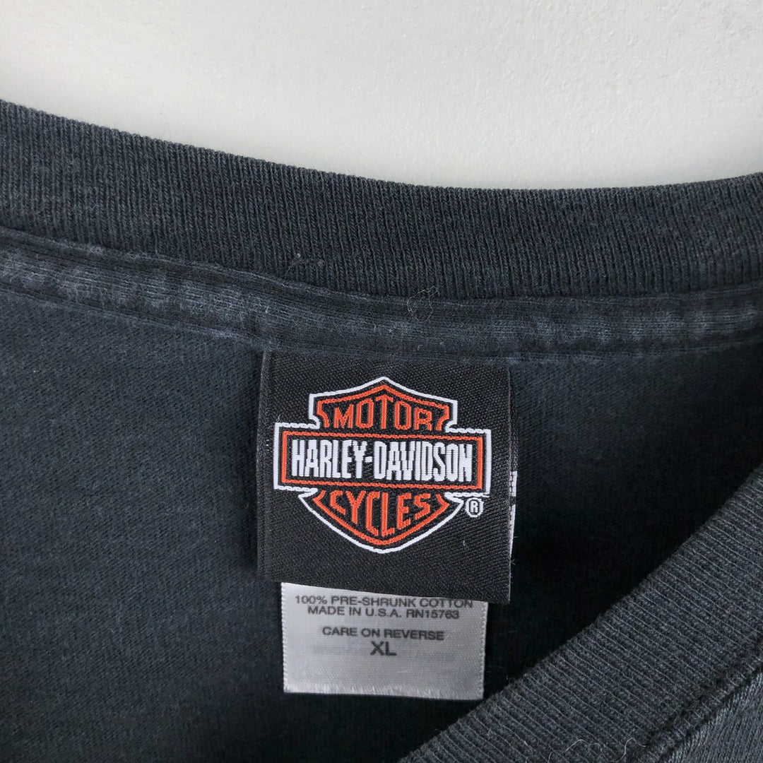 00'S Harley-Davidson Motorcycle Bike T-shirt Made in USA Men's XL cotton black type Vintage Second Hand