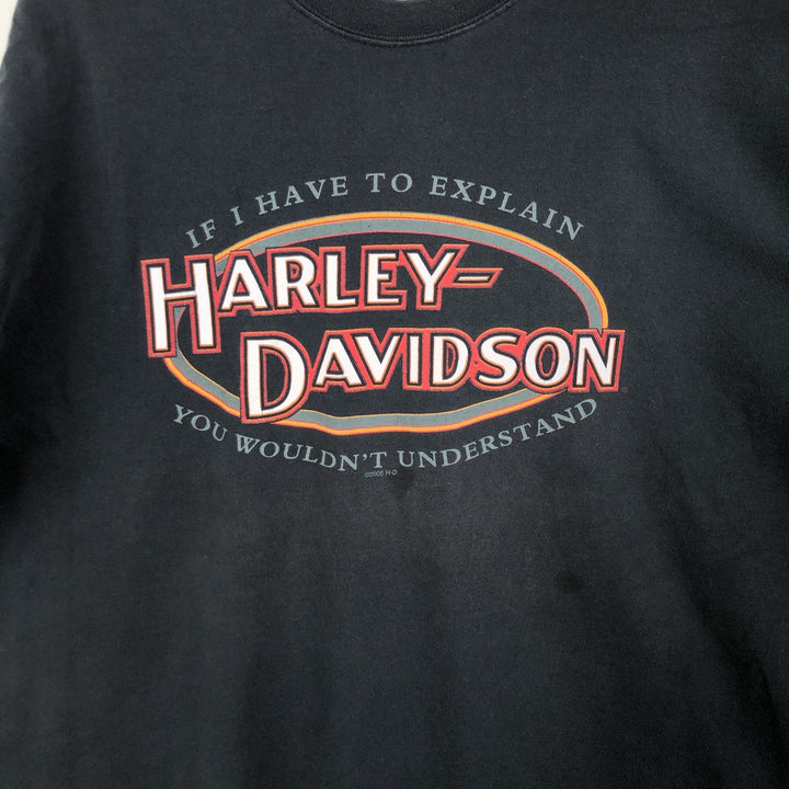 00'S Harley-Davidson Motorcycle Bike T-shirt Made in USA Men's XL cotton black type Vintage Second Hand
